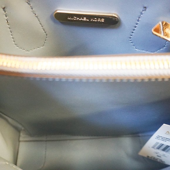 Michael Kors Mercer Medium Messenger Crossbody Bag MK Brown Blue - Picture 11 of 13